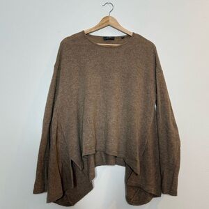 Neiman Marcus 100% Cashmere Waterfall Poncho Flowy Sweater in camel tan small